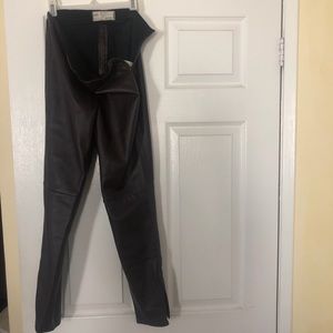 Free people dark brown leather pants, with zipper on the bottom, size 2